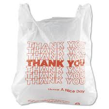 Plastic Thank You w/Handles 1/6 White 1000CS