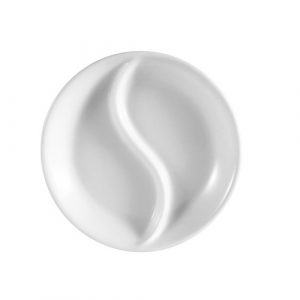Bowl  1OZ 3.5x1.5" Clinton Super White Porcelain Divided Dish .5OZ per side 6DZ