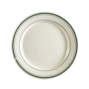 Plate  9" Rolled Edge Green Band 2DZ