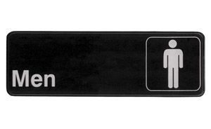 Sign 'Men' 3x9" White Print on Black 1EA
