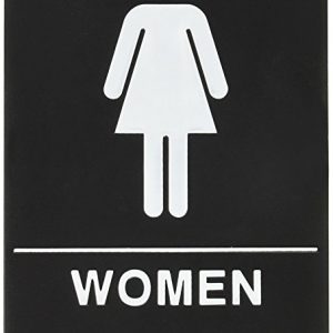 Sign 'Women"' 6x9" White Print on Black W/ Braille 1EA
