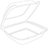 Take-Out Hinged 1 Comp Foam 8.4x7.8x 3.25" 200CS