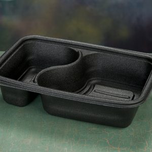 Take-Out Container 32OZ 2 Comp Black Poly Microwave Safe 300CS