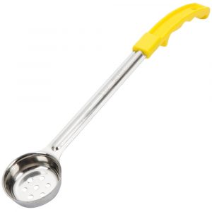 Scoop  1.0OZ Perforated Stainless Yellow Handle Portion 1EA