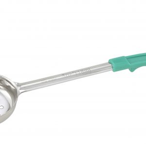 Scoop  4.0OZ Perforatred Stainless Green Handle Portion 1EA