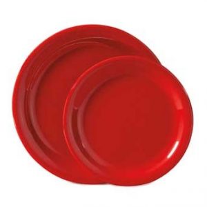 Plate  9" Melamine Round Narrow Rim Round Red 2DZ