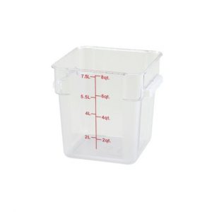 Food Storage Container 8QT Polycarb Square Clear 1EA