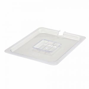 Food Storage Container Lid 1/2 Size Slotted Polycarb Clear 1EA, L12-3/5" x W10-1/5" x D1/2"