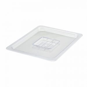 Food Storage Container Lid 1/2 Size Solid Polycarb Clear 1EA, W10.25" x H0.5"