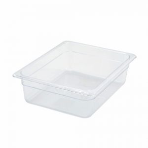 Food Storage Container 1/2 Size Polycarb Clear 1EA, L12-3/4" x W10-3/8" x D3-1/2"