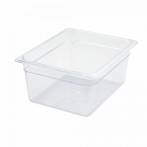 Food Storage Container 1/2 Size Polycarb Clear 1EA, L12-3/4" x W10-3/8" x D5-1/2"