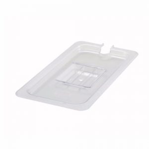 Food Storage Container Lid 1/3 Size Slotted Polycarb Clear 1EA, L12-3/5" x W6-9/10" x D1/2"