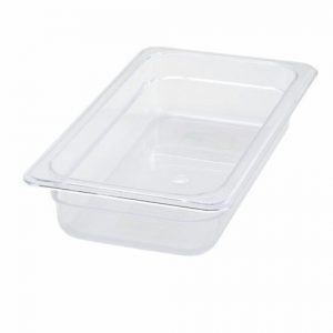 Food Storage Container 1/3 Size 2.5" Polycarb Clear 1EA, L12-5/8" x W6-7/8" X D2-1/2"