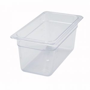Food Storage Container 1/3 Size 6" Polycarb Clear 1EA, L12-5/8" x W6-7/8" x D5-1/2"