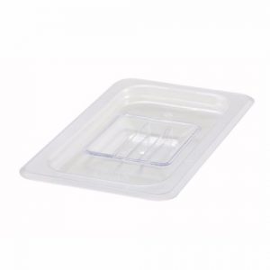 Food Storage Container Lid 1/4 Size Solid Polycarb Clear 1EA, L10-1/5" x W6-1/5" x D1/2"