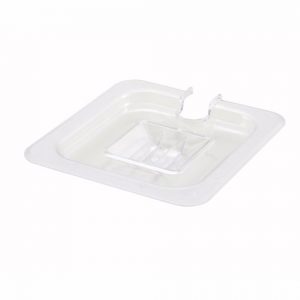Food Storage Container Lid 1/6 Size Slotted Polycarb Clear L6-4/5" x W6-1/5" x D1/2" 1EA