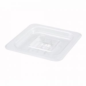 Food Storage Container Lid 1/6 Size Solid Polycarb Clear  W6.25" x H0.5" 1EA