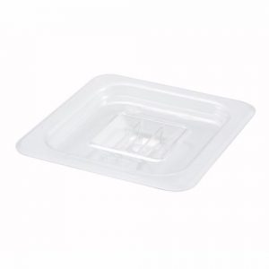 Food Storage Container Lid 1/6 Size Solid Polycarb Clear W6.25" x H0.5" 1EA