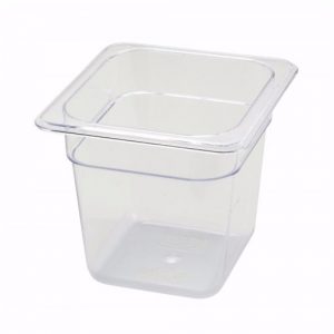 Food Storage Container 1/6 Size 5.5" Deep Polycarb Clear 1EA
