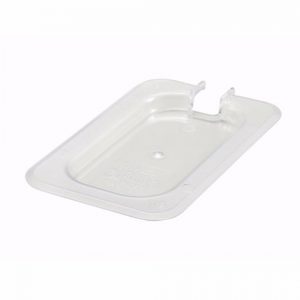 Food Storage Container Lid 1/9 Size Slotted Polycarb Clear 1EA,  L6-9/10" x W4-1/5" x  D1/2"