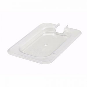 Food Storage Container Lid 1/9 Size Slotted Polycarb Clear 1EA, L6-9/10" x W4-1/5" x D1/2"