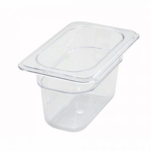 Food Storage Container 1/9 Size Polycarb Clear 1EA, L7-7/8" x W4-1/4"X D3-1/2"